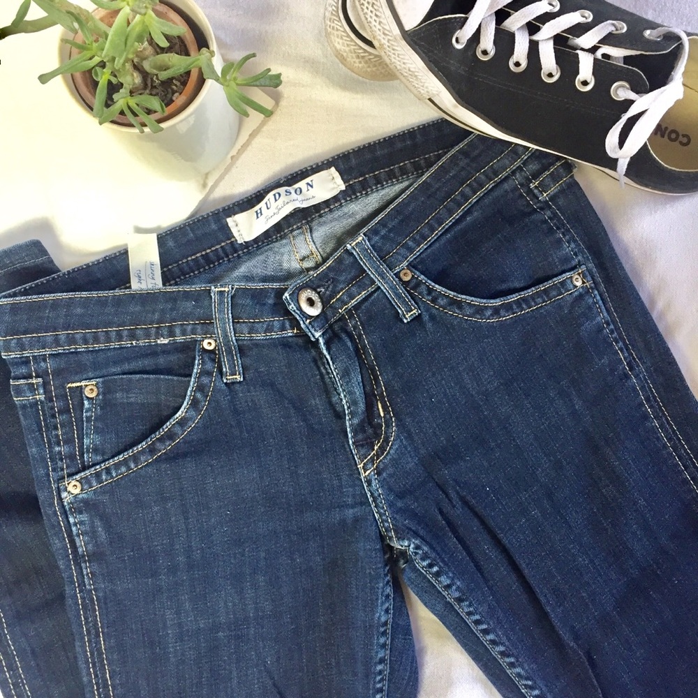 Hudson Skinny Low Rise Straight Leg Jeans
